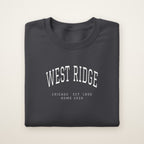 West Ridge Chicago Home 2026 Embroidered Crewneck — White Thread on Dark Heather