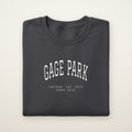 Gage Park Chicago Home 2026 Embroidered Crewneck — White Thread on Dark Heather