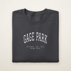 Gage Park Chicago Home 2026 Embroidered Crewneck — White Thread on Dark Heather