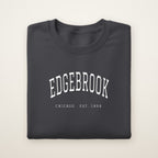 Edgebrook Chicago Embroidered Crewneck — White Thread on Dark Heather