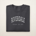 Riverdale Chicago Embroidered Crewneck — White Thread on Dark Heather