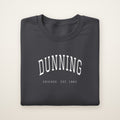 Dunning Chicago Embroidered Crewneck — White Thread on Dark Heather