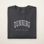 Dunning Chicago Embroidered Crewneck — White Thread on Dark Heather