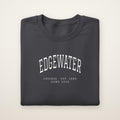 Edgewater Chicago Home 2026 Embroidered Crewneck — White Thread on Dark Heather