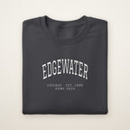 Edgewater Chicago Home 2026 Embroidered Crewneck — White Thread on Dark Heather