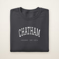 Chatham Chicago Embroidered Crewneck — White Thread on Dark Heather