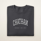 Chatham Chicago Embroidered Crewneck — White Thread on Dark Heather