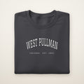 West Pullman Chicago Embroidered Crewneck — White Thread on Dark Heather