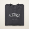 Sauganash Chicago Home 2026 Embroidered Crewneck — White Thread on Dark Heather