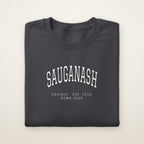 Sauganash Chicago Home 2026 Embroidered Crewneck — White Thread on Dark Heather