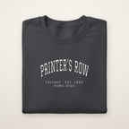 Printer's Row Chicago Home 2026 Embroidered Crewneck — White Thread on Dark Heather