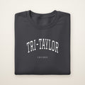Tri-Taylor Chicago Embroidered Crewneck — White Thread on Dark Heather