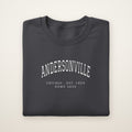 Andersonville Chicago Home 2026 Embroidered Crewneck — White Thread on Dark Heather
