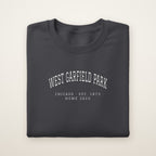 West Garfield Park Chicago Home 2026 Embroidered Crewneck — White Thread on Dark Heather