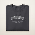 West Englewood Chicago Home 2026 Embroidered Crewneck — White Thread on Dark Heather