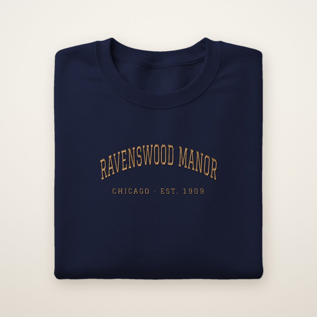 Ravenswood Manor Chicago Embroidered Crewneck — Gold Thread