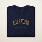 River North Chicago Embroidered Crewneck — Gold Thread