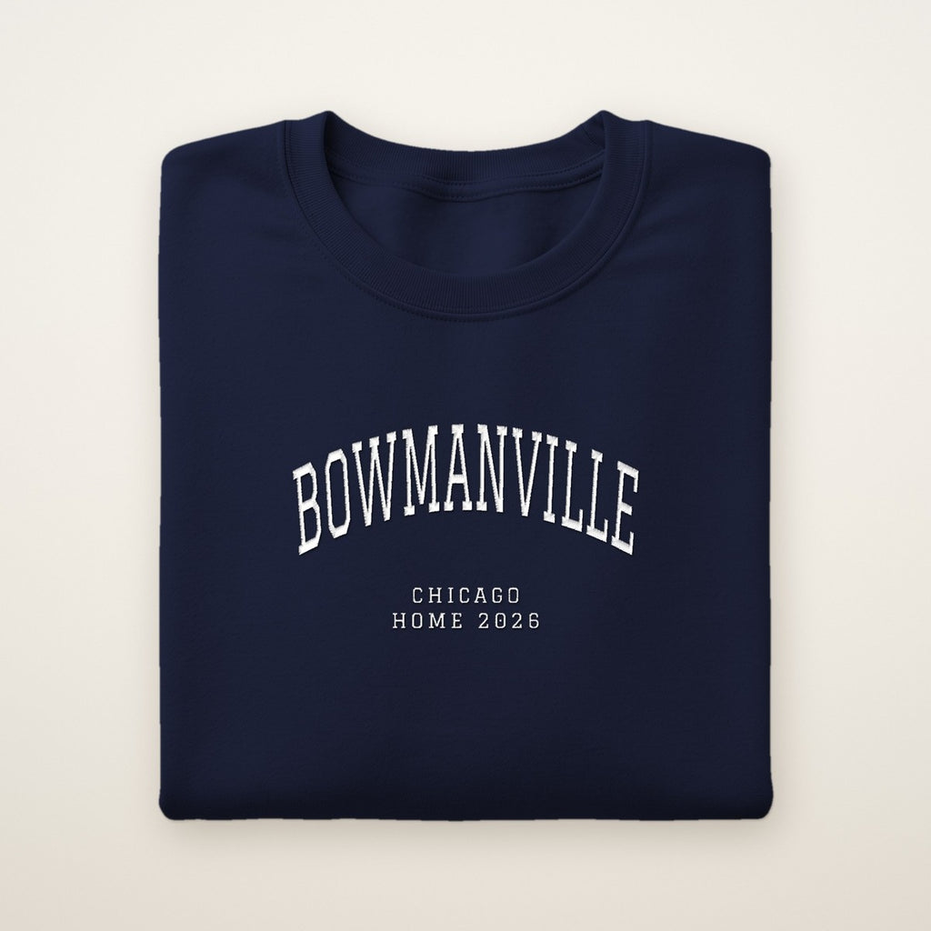 Bowmanville Chicago Home 2026 Embroidered Crewneck — White Thread