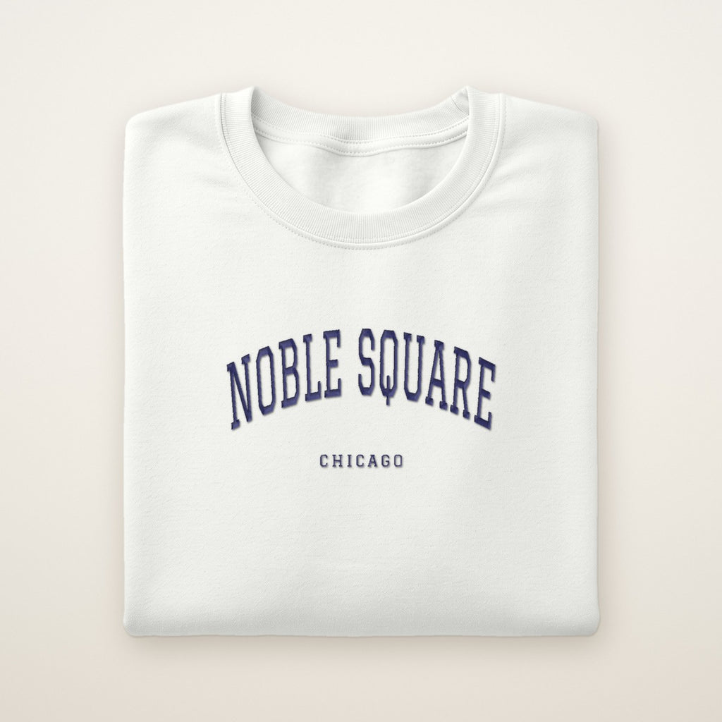 Noble Square Chicago Embroidered Crewneck — Navy Thread