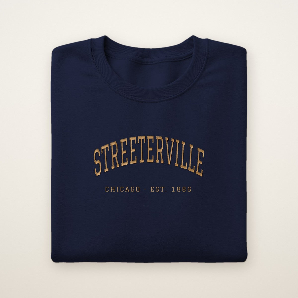 Streeterville Chicago Embroidered Crewneck — Gold Thread
