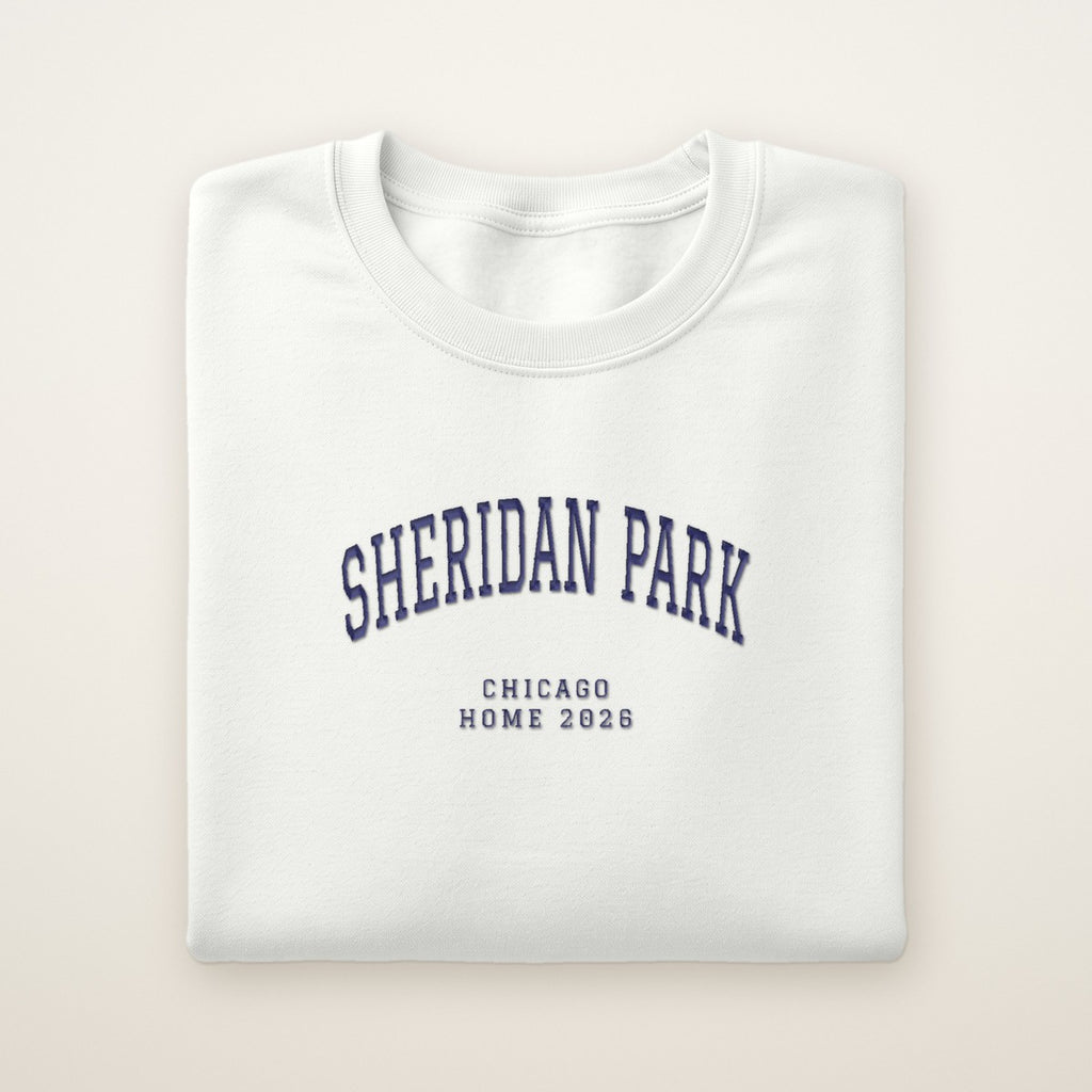Sheridan Park Chicago Home 2026 Embroidered Crewneck — Navy Thread