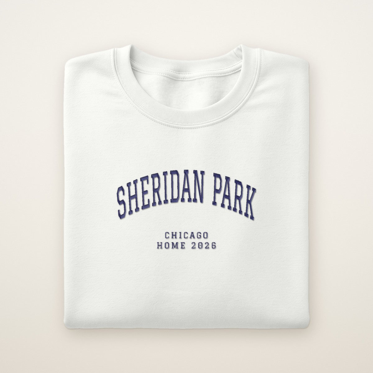 Sheridan Park Chicago Home 2026 Embroidered Crewneck — Navy Thread