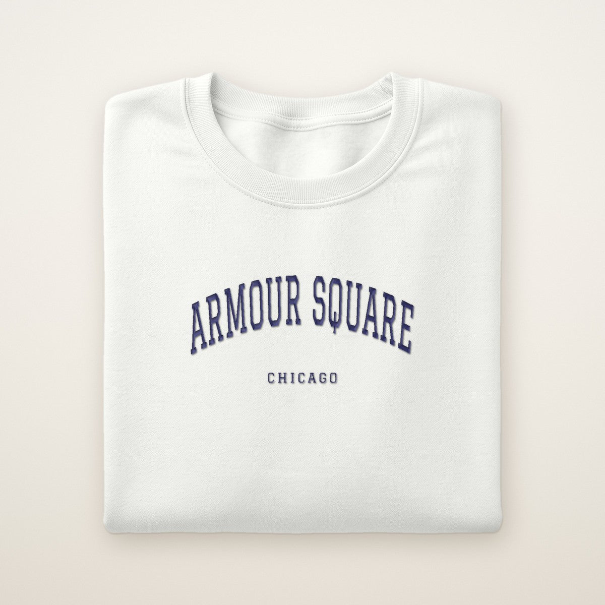 Armour Square Chicago Embroidered Crewneck — Navy Thread
