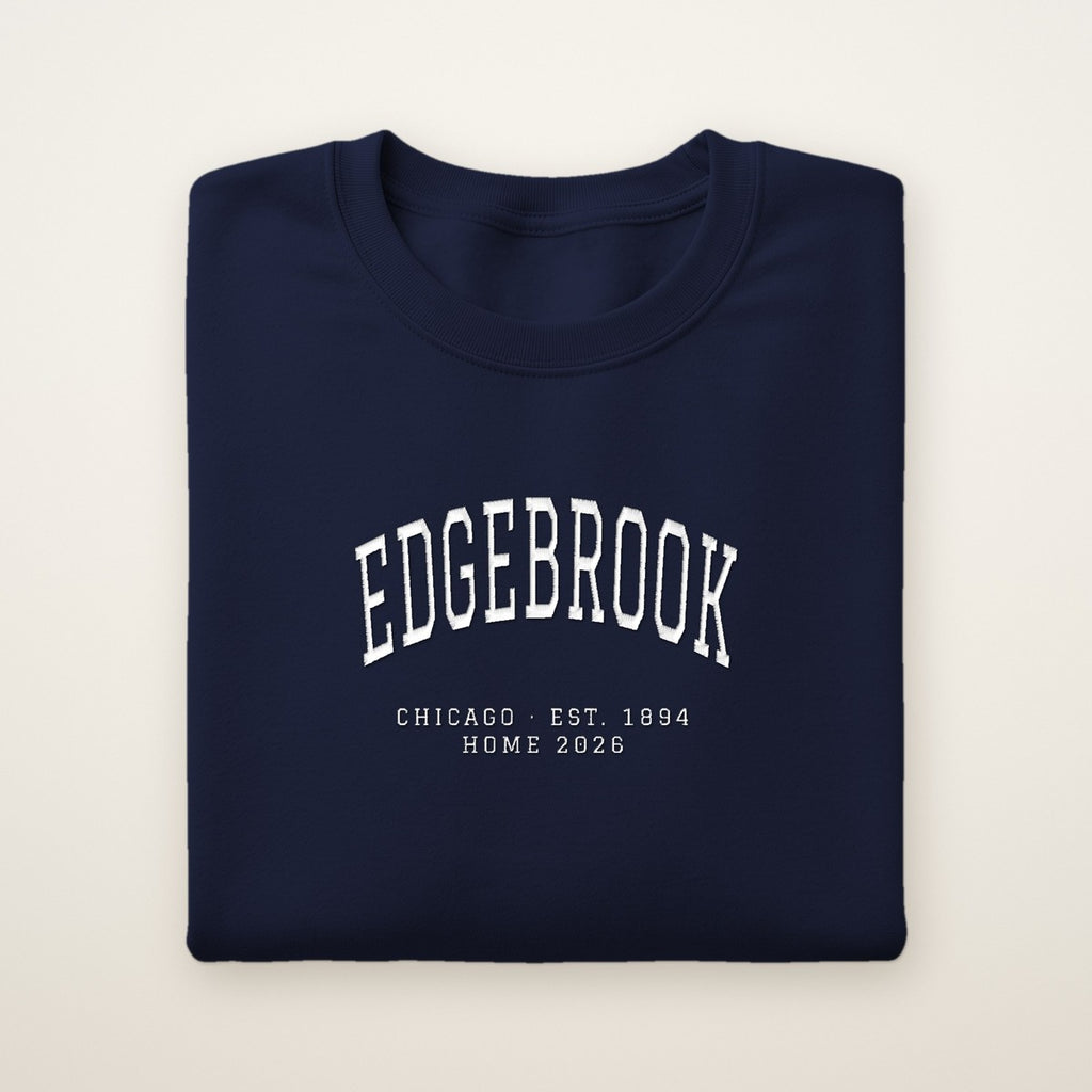 Edgebrook Chicago Home 2026 Embroidered Crewneck — White Thread