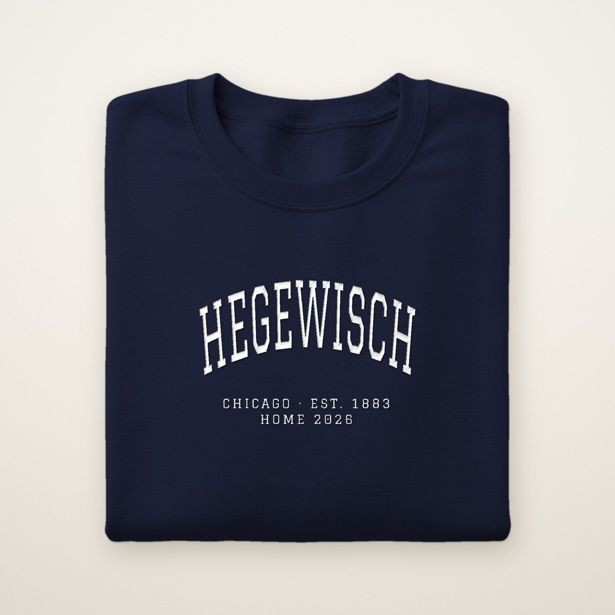 Hegewisch Chicago Home 2026 Embroidered Crewneck — White Thread