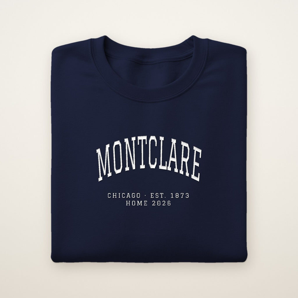 Montclare Chicago Home 2026 Embroidered Crewneck — White Thread