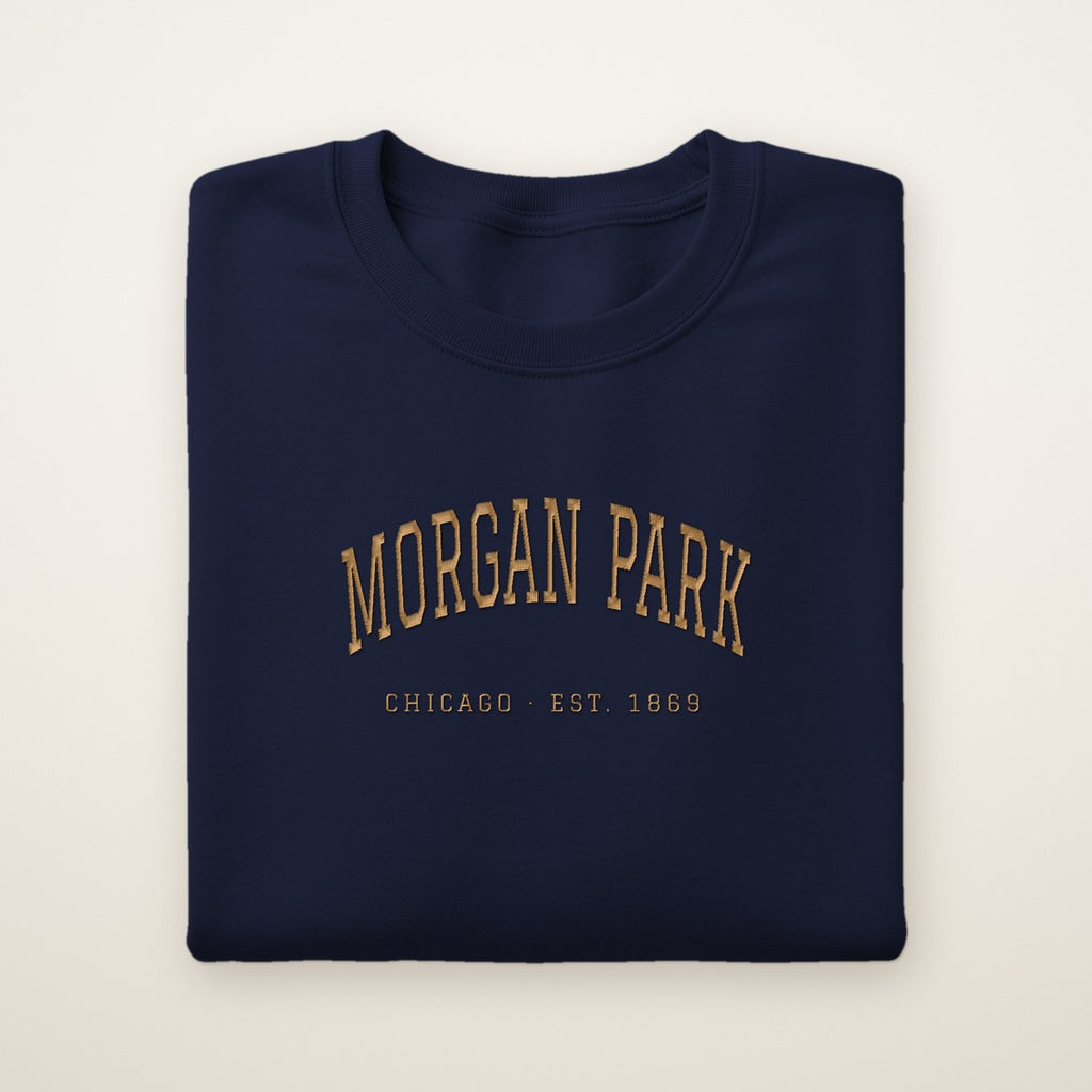 Morgan Park Chicago Embroidered Crewneck — Gold Thread