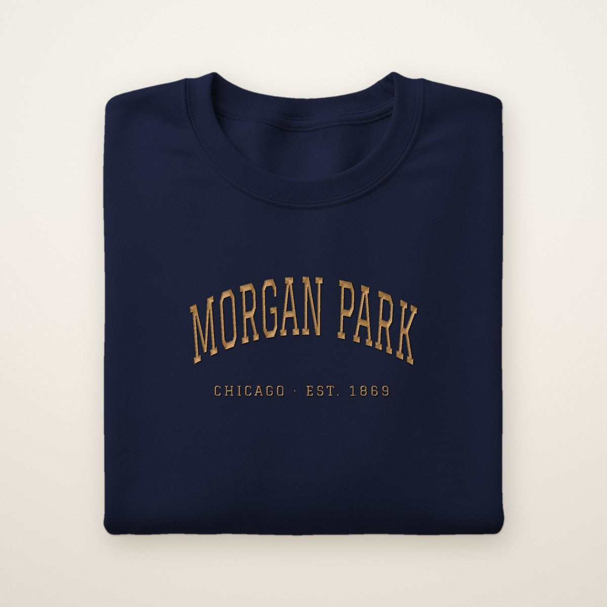 Morgan Park Chicago Embroidered Crewneck — Gold Thread