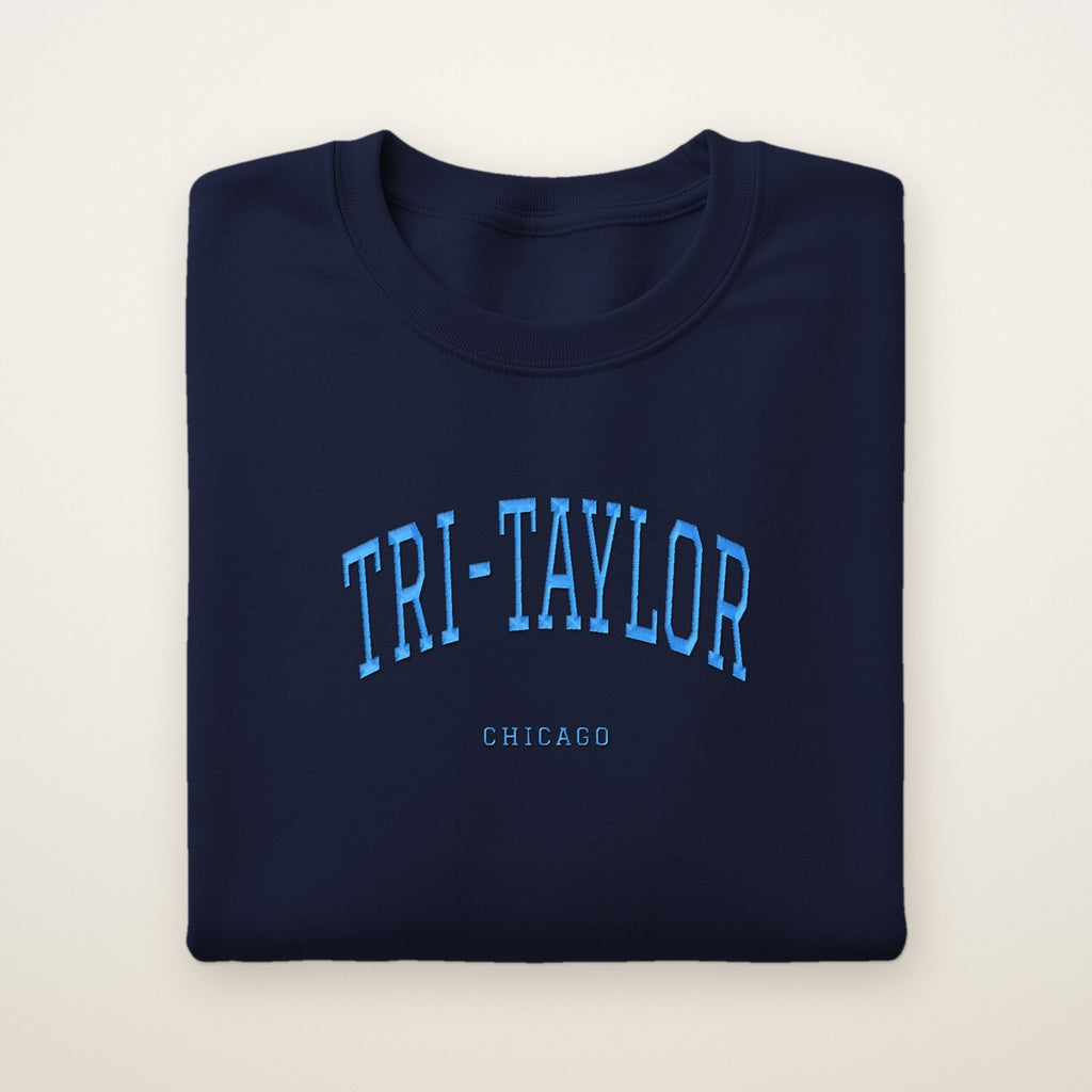 Tri-Taylor Chicago Embroidered Crewneck — Sky Blue Thread