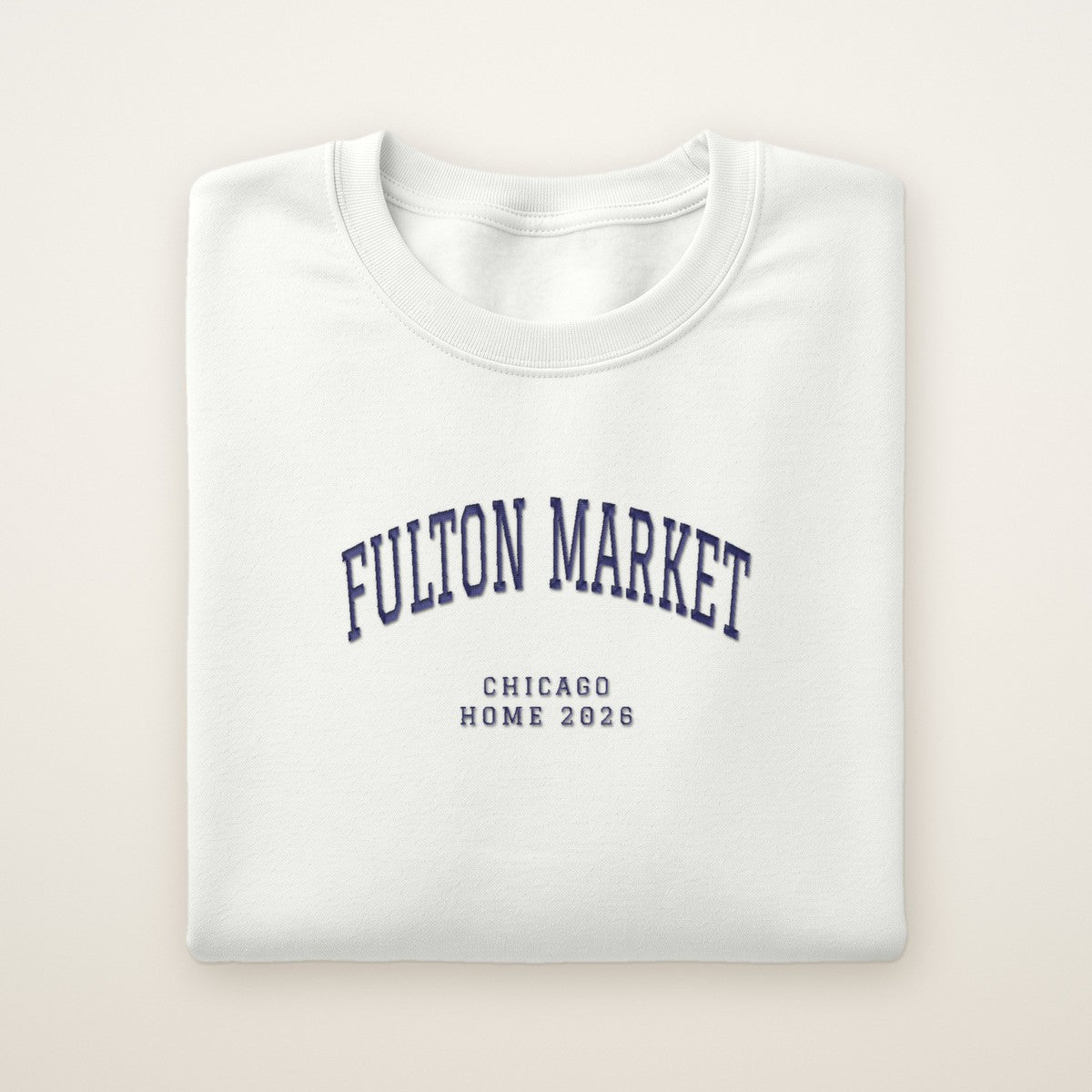 Fulton Market Chicago Home 2026 Embroidered Crewneck — Navy Thread