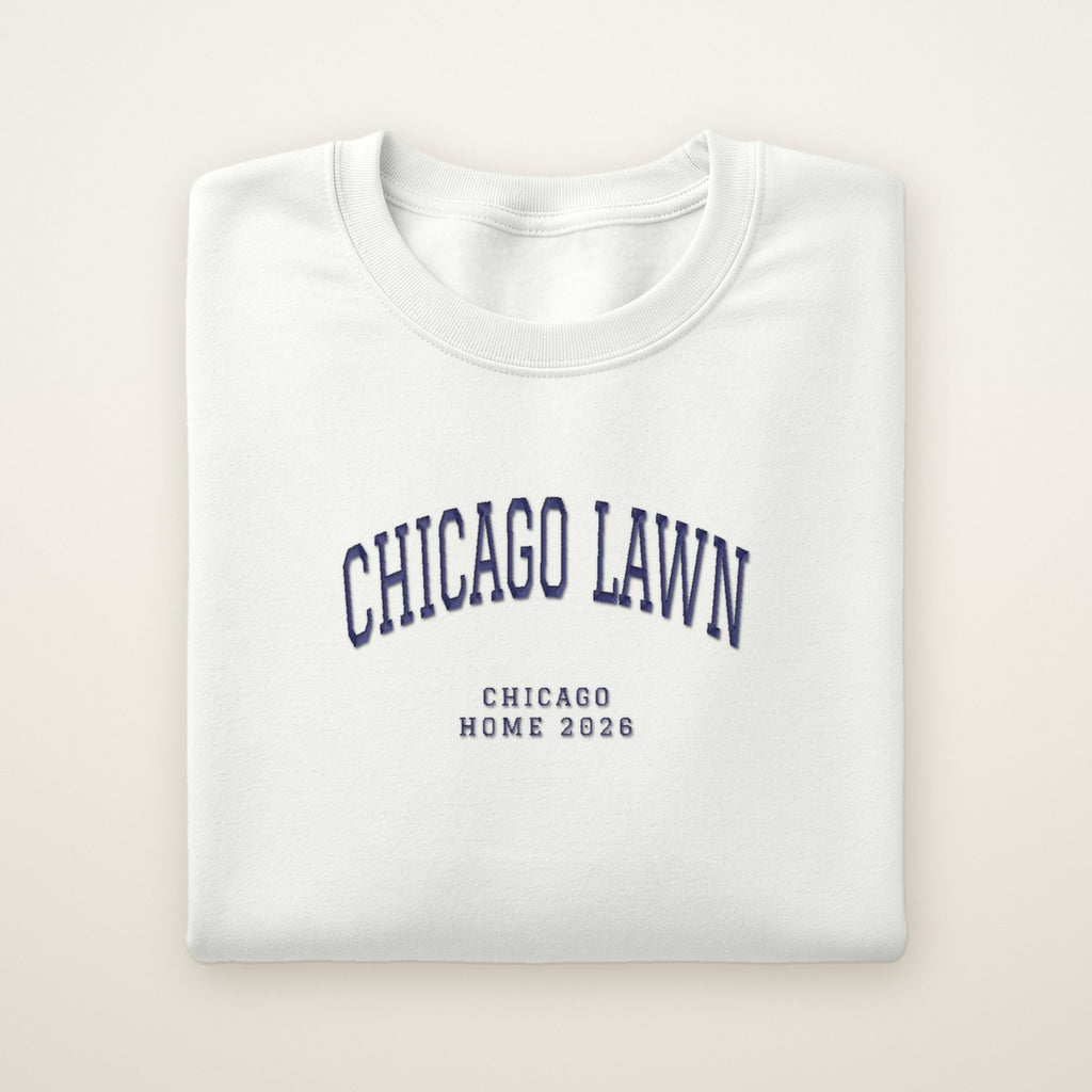 Chicago Lawn Chicago Home 2026 Embroidered Crewneck — Navy Thread