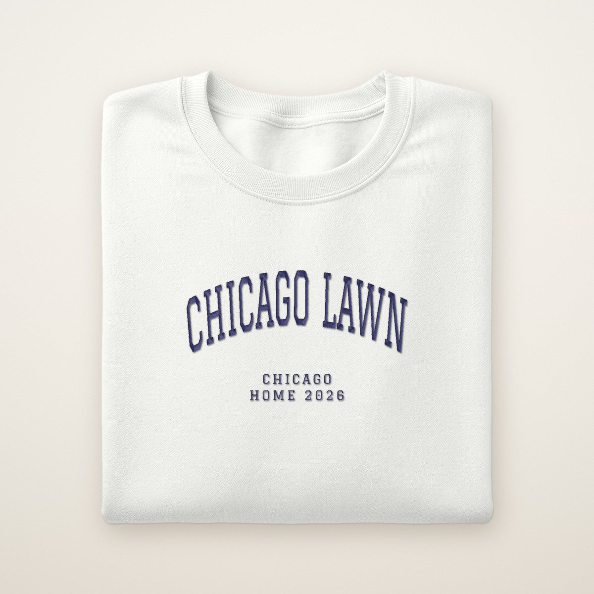 Chicago Lawn Chicago Home 2026 Embroidered Crewneck — Navy Thread