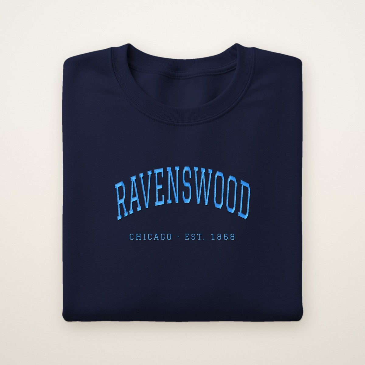 Ravenswood Chicago Embroidered Crewneck — Sky Blue Thread