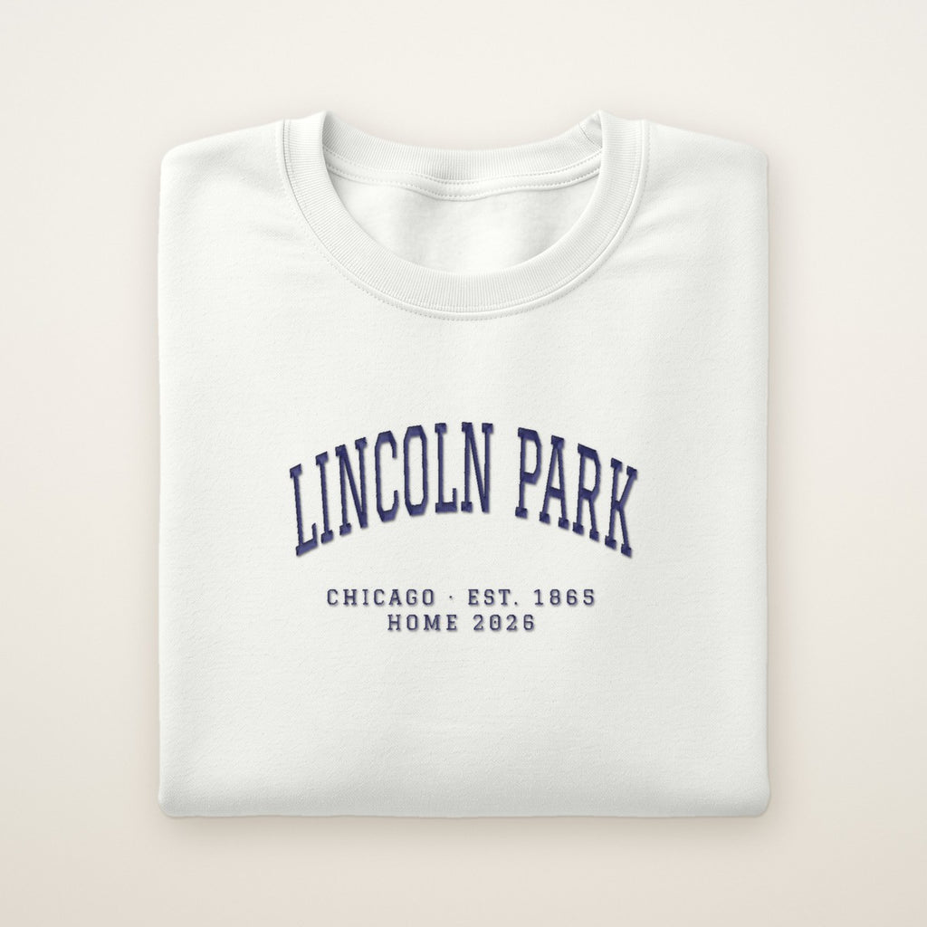 Lincoln Park Chicago Home 2026 Embroidered Crewneck — Navy Thread