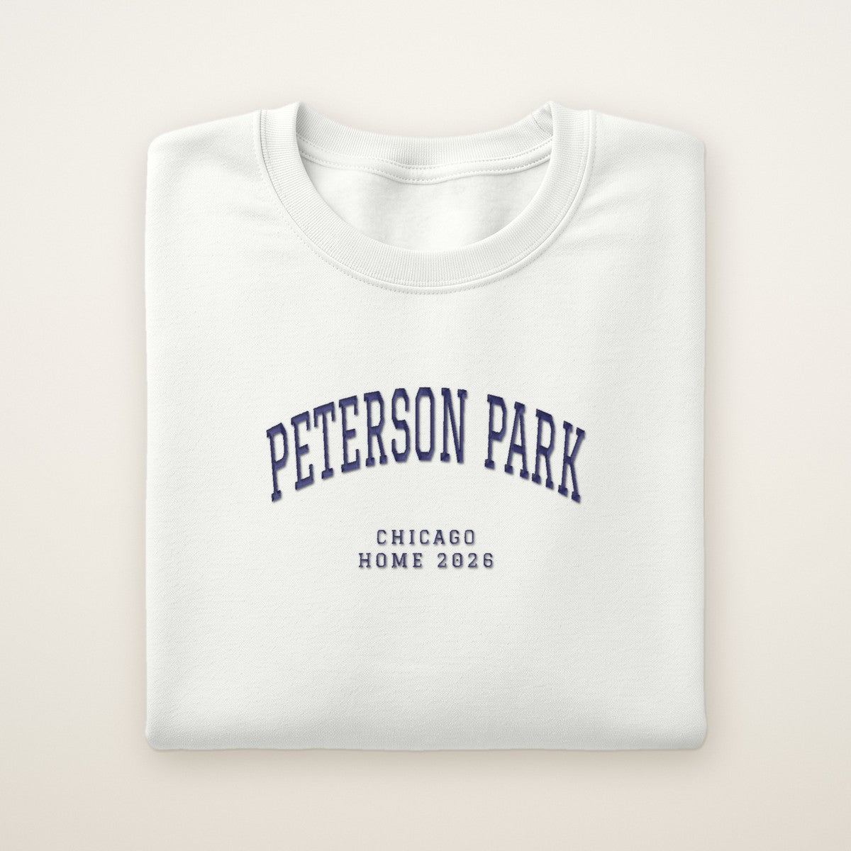 Peterson Park Chicago Home 2026 Embroidered Crewneck — Navy Thread