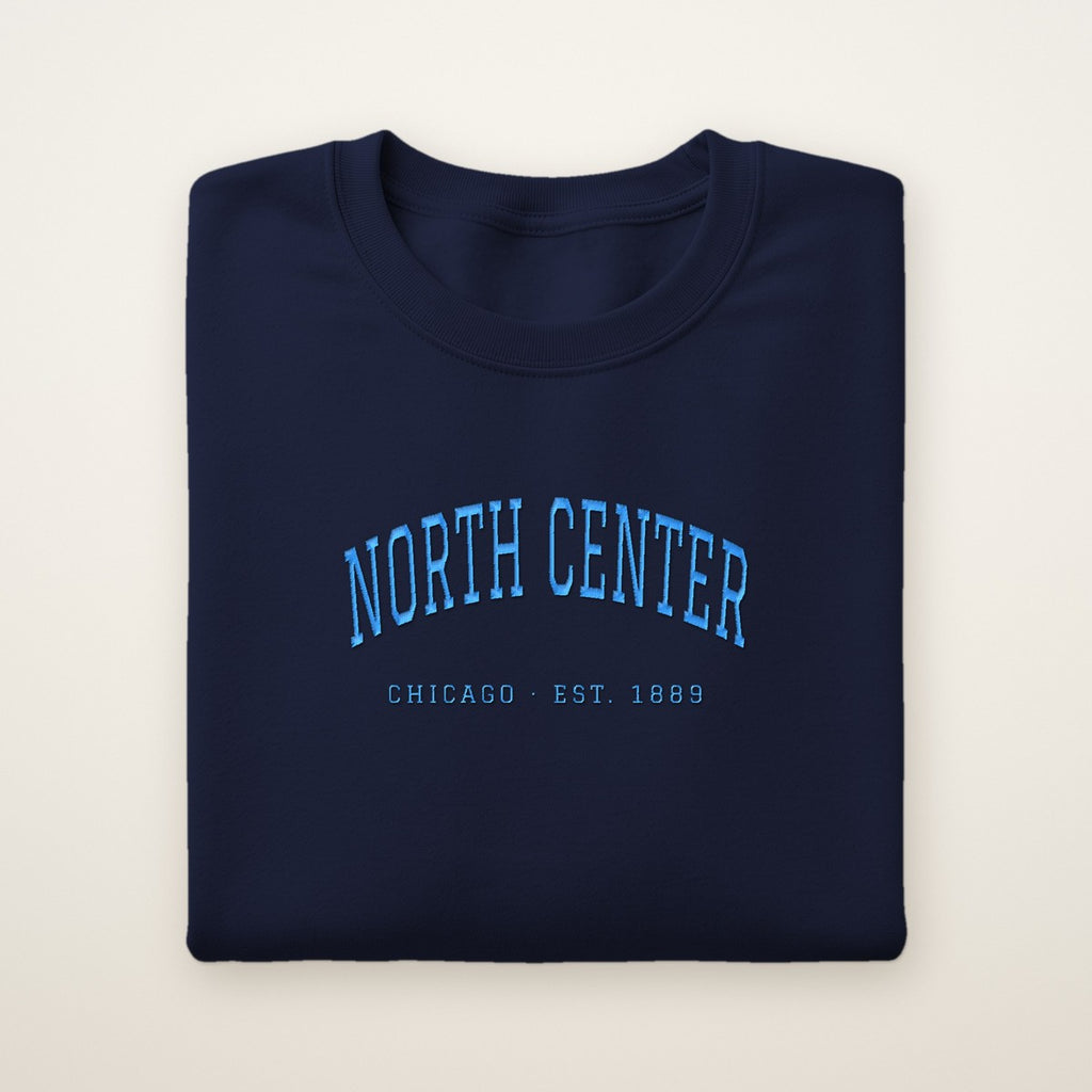 North Center Chicago Embroidered Crewneck — Sky Blue Thread
