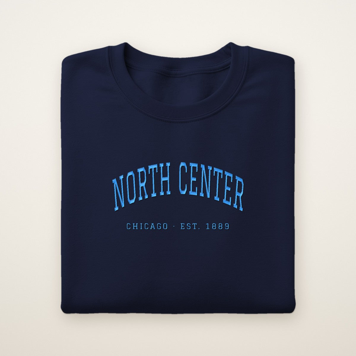 North Center Chicago Embroidered Crewneck — Sky Blue Thread