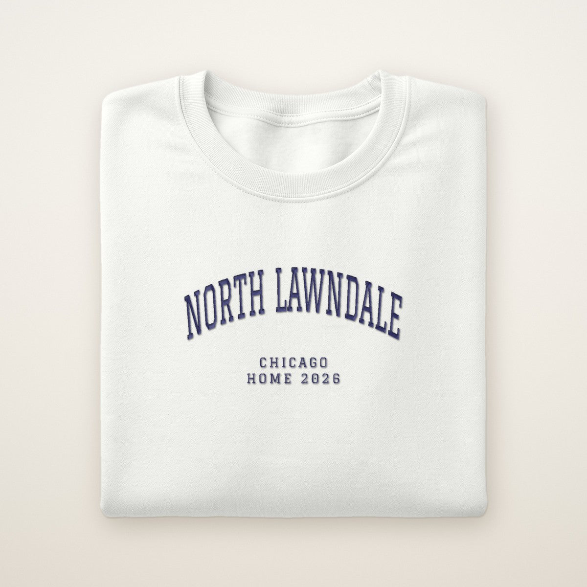 North Lawndale Chicago Home 2026 Embroidered Crewneck — Navy Thread