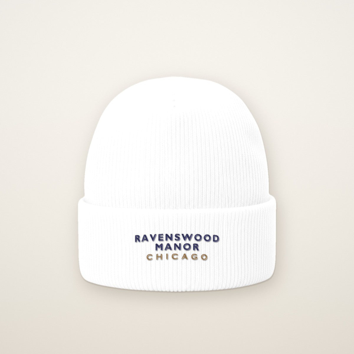 Ravenswood Manor Chicago Embroidered Cuffed Beanie — Navy Thread