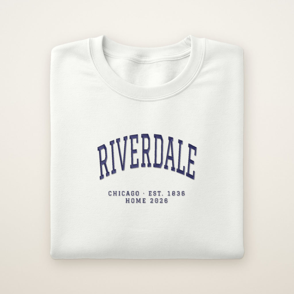 Riverdale Chicago Home 2026 Embroidered Crewneck — Navy Thread