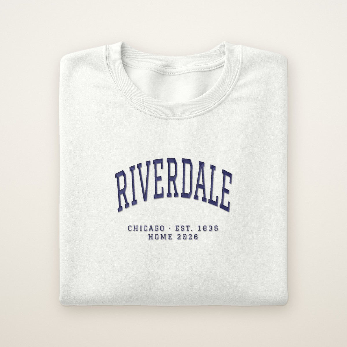 Riverdale Chicago Home 2026 Embroidered Crewneck — Navy Thread