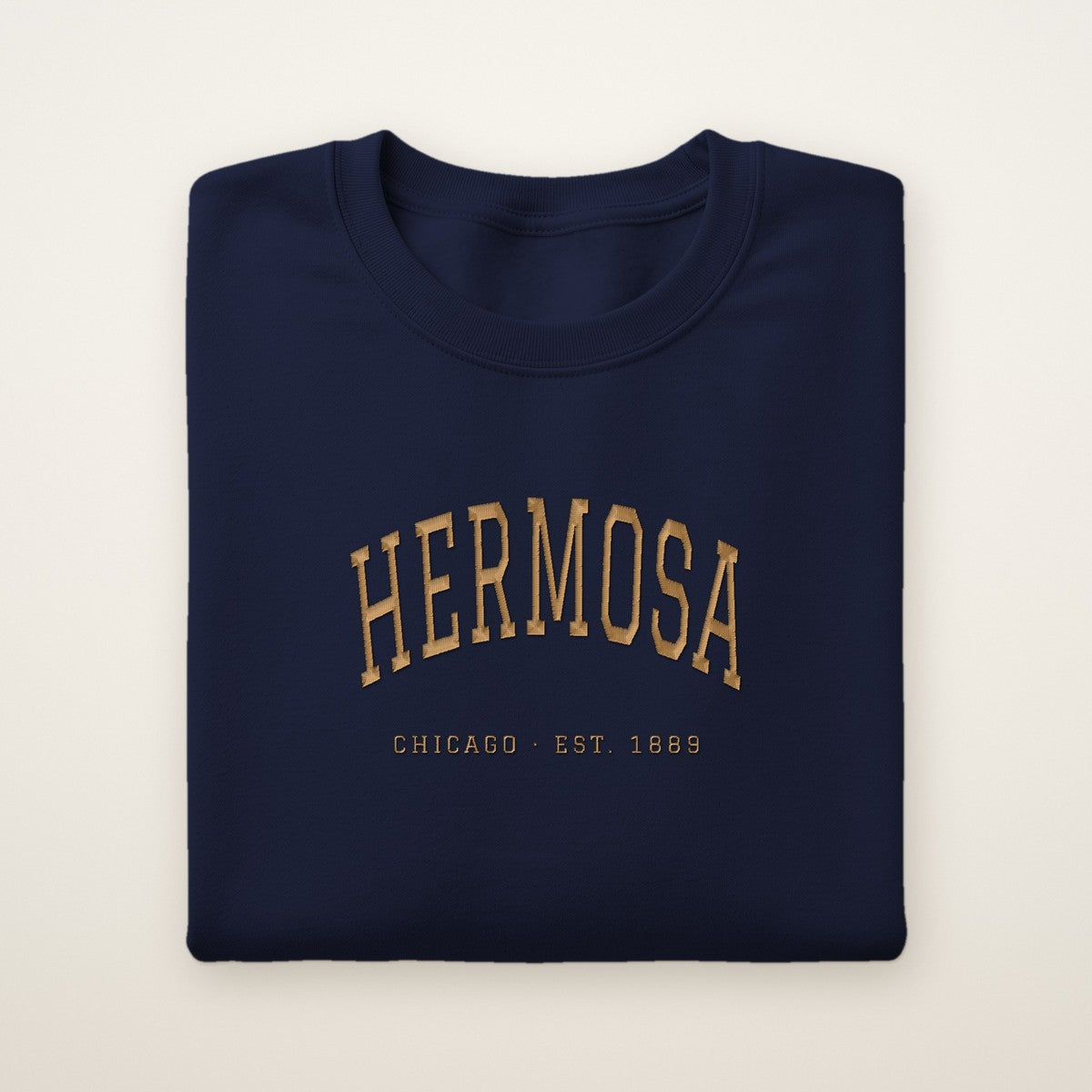 Hermosa Chicago Embroidered Crewneck — Gold Thread