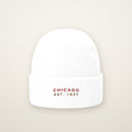 Chicago Est. 1837 Embroidered Cuffed Beanie, Red Thread, front view