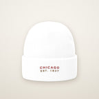 Chicago Est. 1837 Embroidered Cuffed Beanie, Red Thread, front view