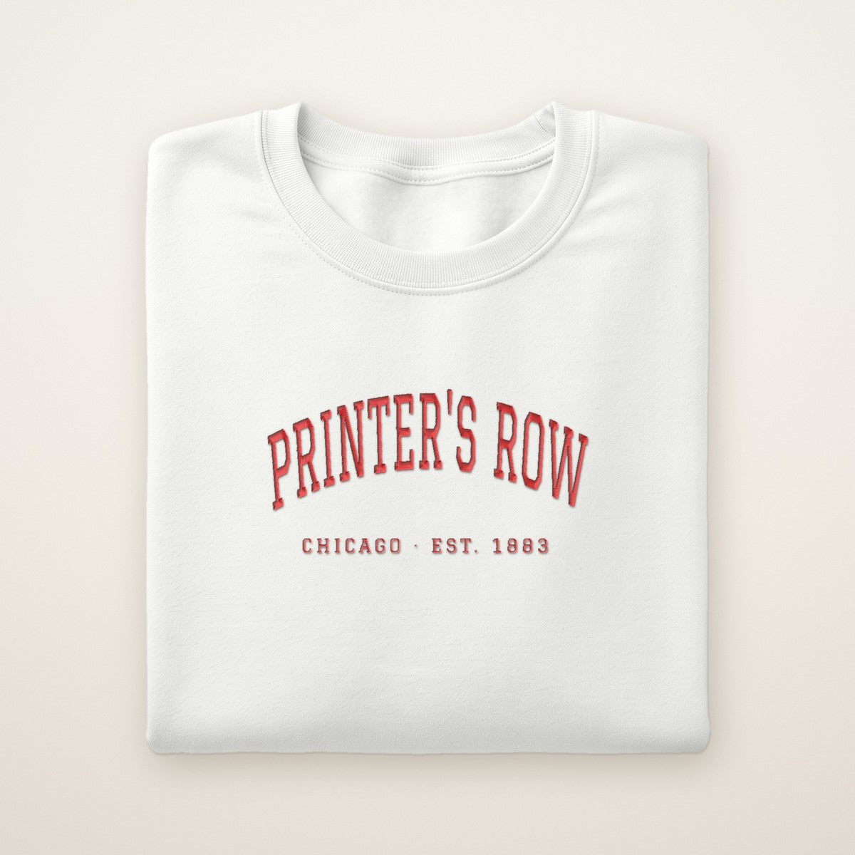 Printer's Row Chicago Embroidered Crewneck — Red Thread