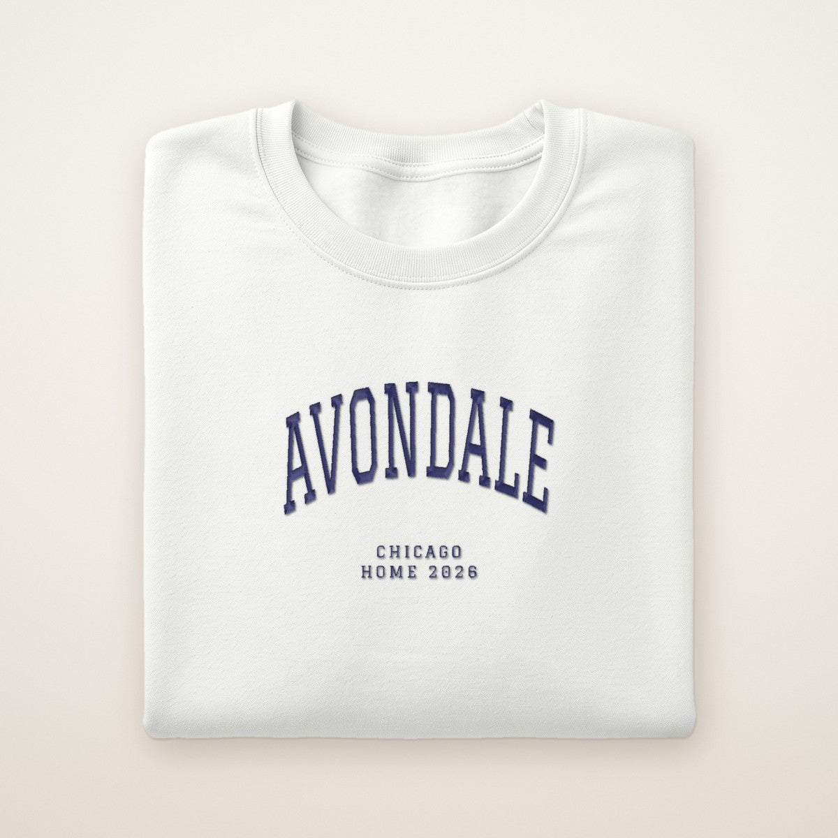 Avondale Chicago Home 2026 Embroidered Crewneck — Navy Thread
